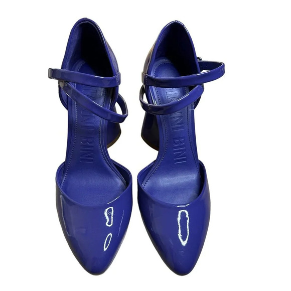 Gianni Bini Marlee Patent Pumps Ankle Strap Cylinder Heel Purple Blue Size 6.5 - Picture 7 of 10